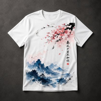 Camiseta Arte Chinesa Floral