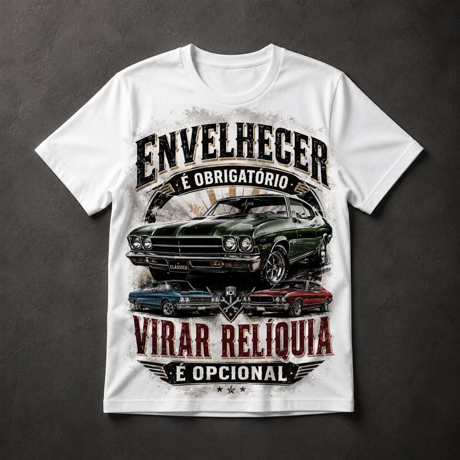 Camiseta Carros Clássicos Frase