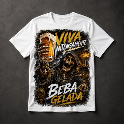 Camiseta Caveira Bebendo