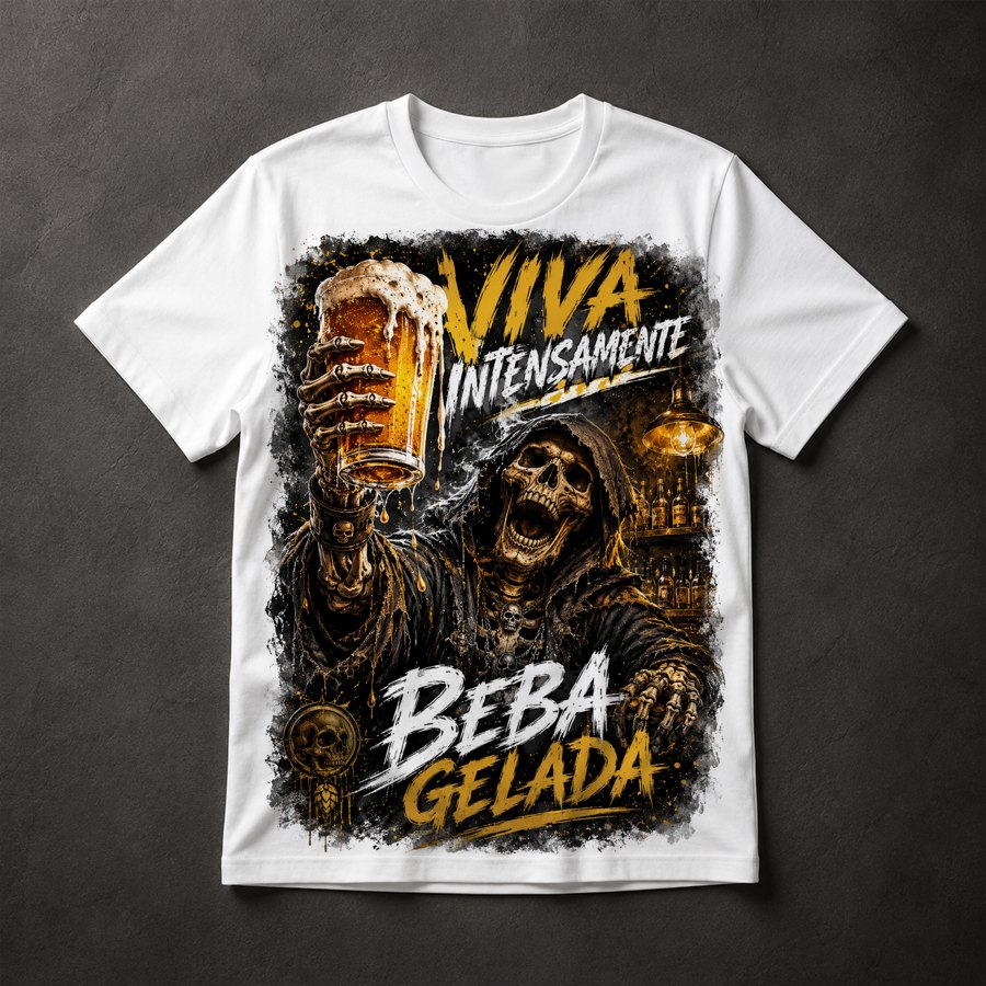 Camiseta Caveira Bebendo