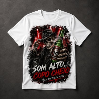 Camiseta Caveira Rock Beer