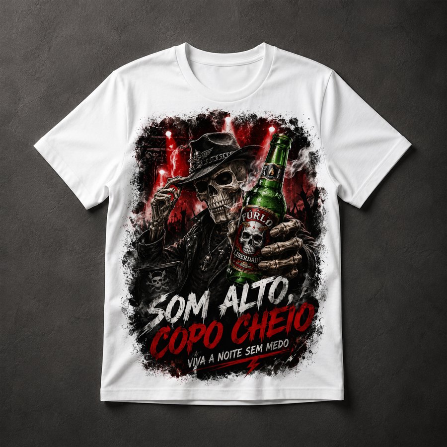 Camiseta Caveira Rock Beer