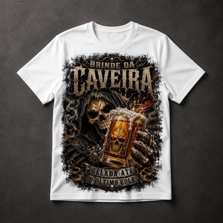 Camiseta Caveira Ceifador Cerveja