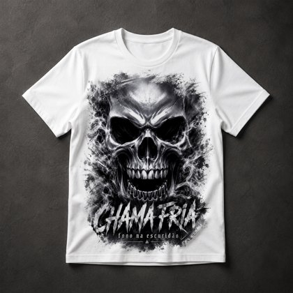 Camiseta Caveira Chama Fria