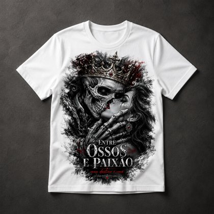 Camiseta Caveira e Paixão