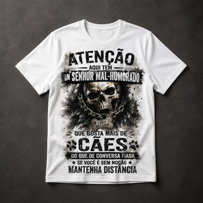 Camiseta Caveira Cães Humor