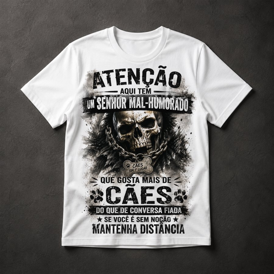 Camiseta Caveira Cães Humor