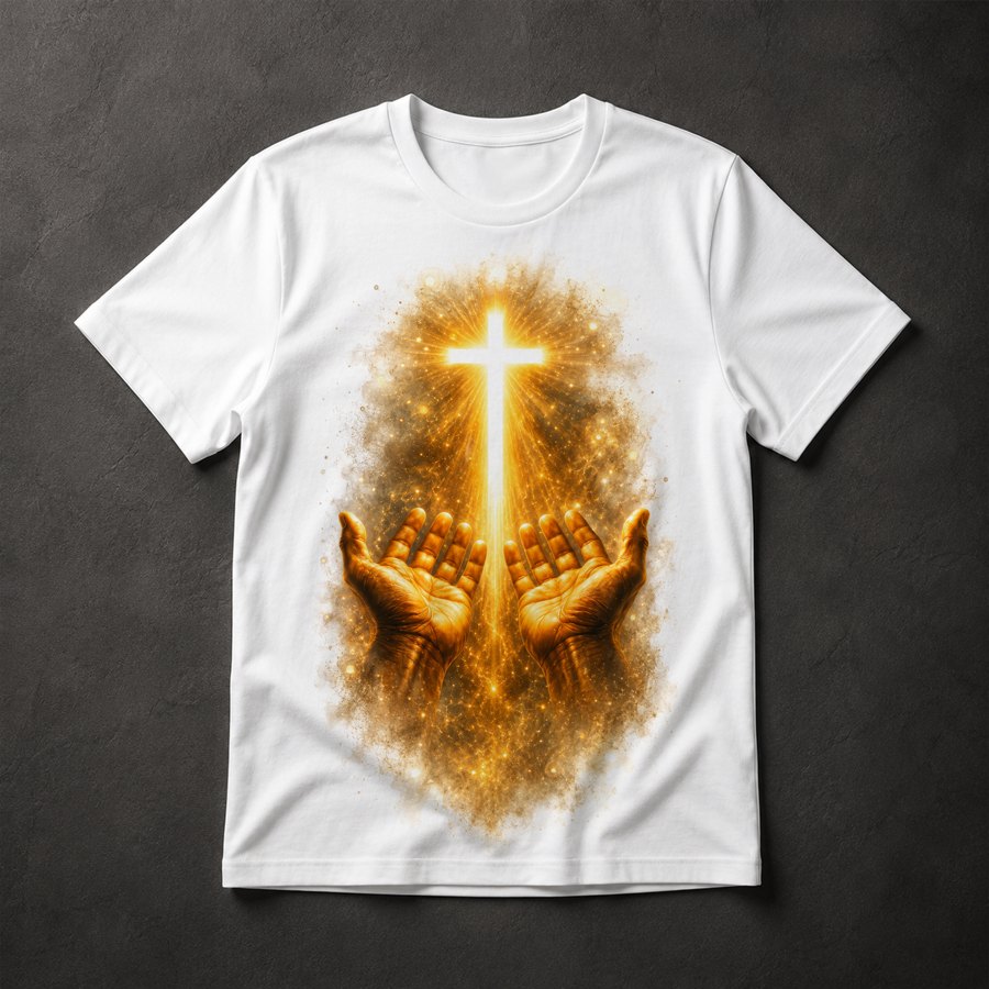 Camiseta Cruz Sagrada Mãos
