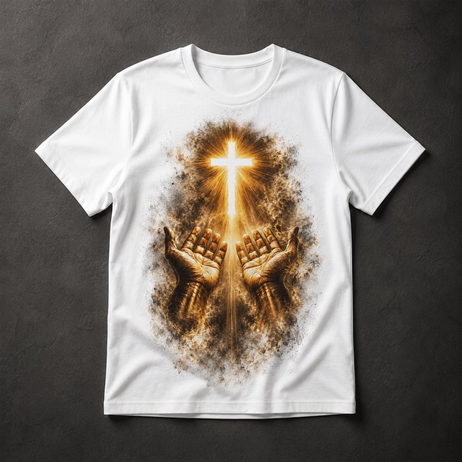 Camiseta Cruz Sagrada Mãos