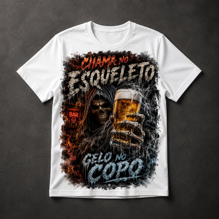 Camiseta Esqueleto Cerveja