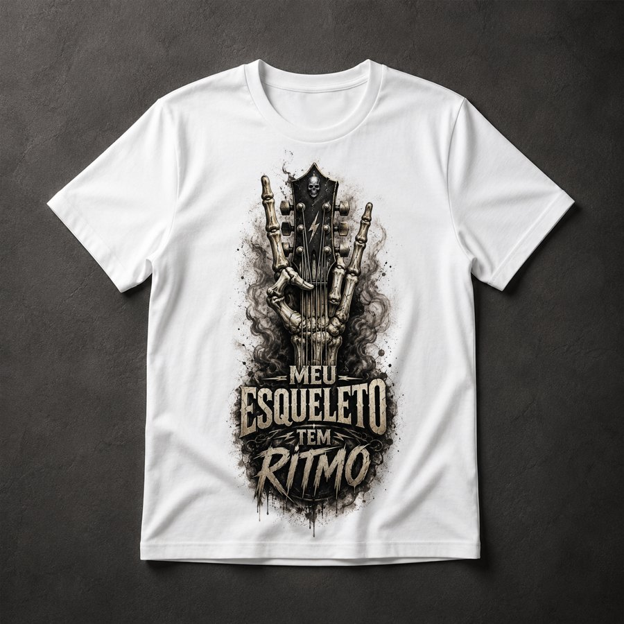 Camiseta Esqueleto Rock