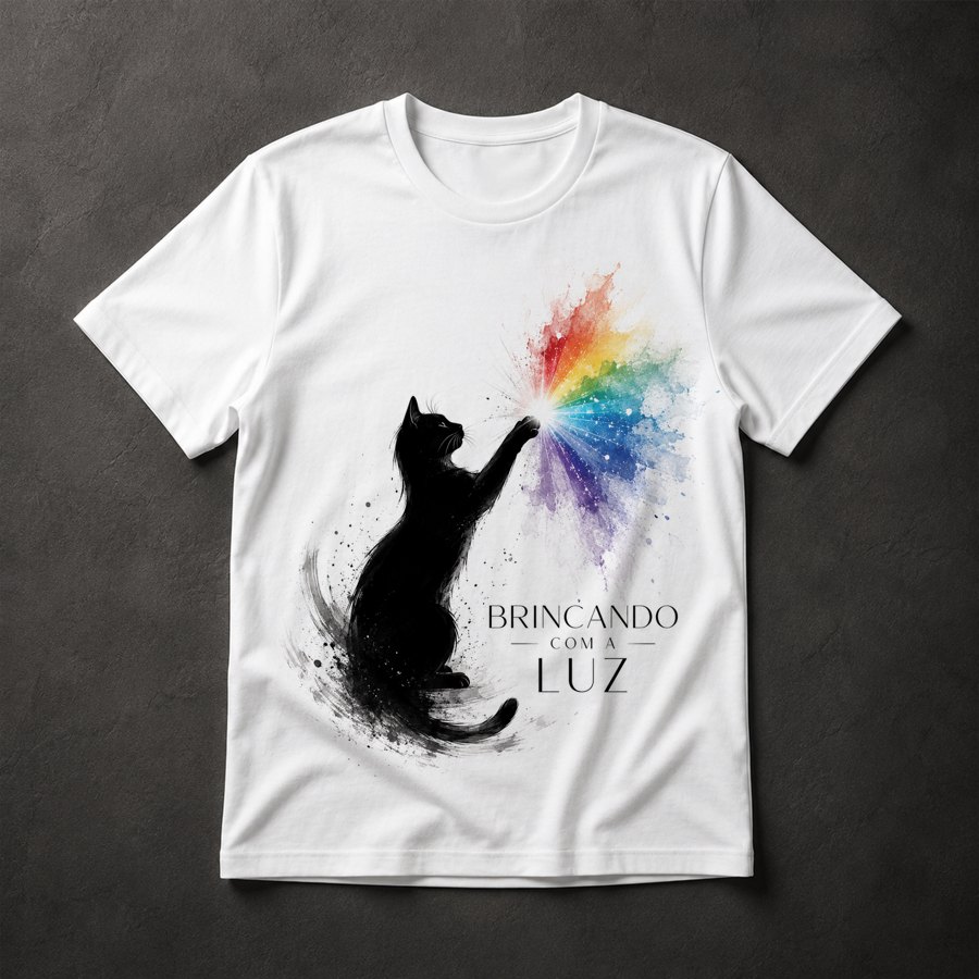 Camiseta Gato Arco-Íris