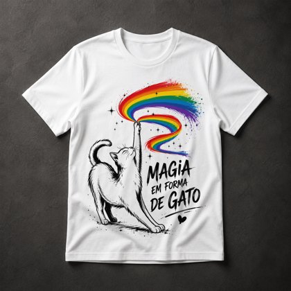 Camiseta Gato Arco-Íris