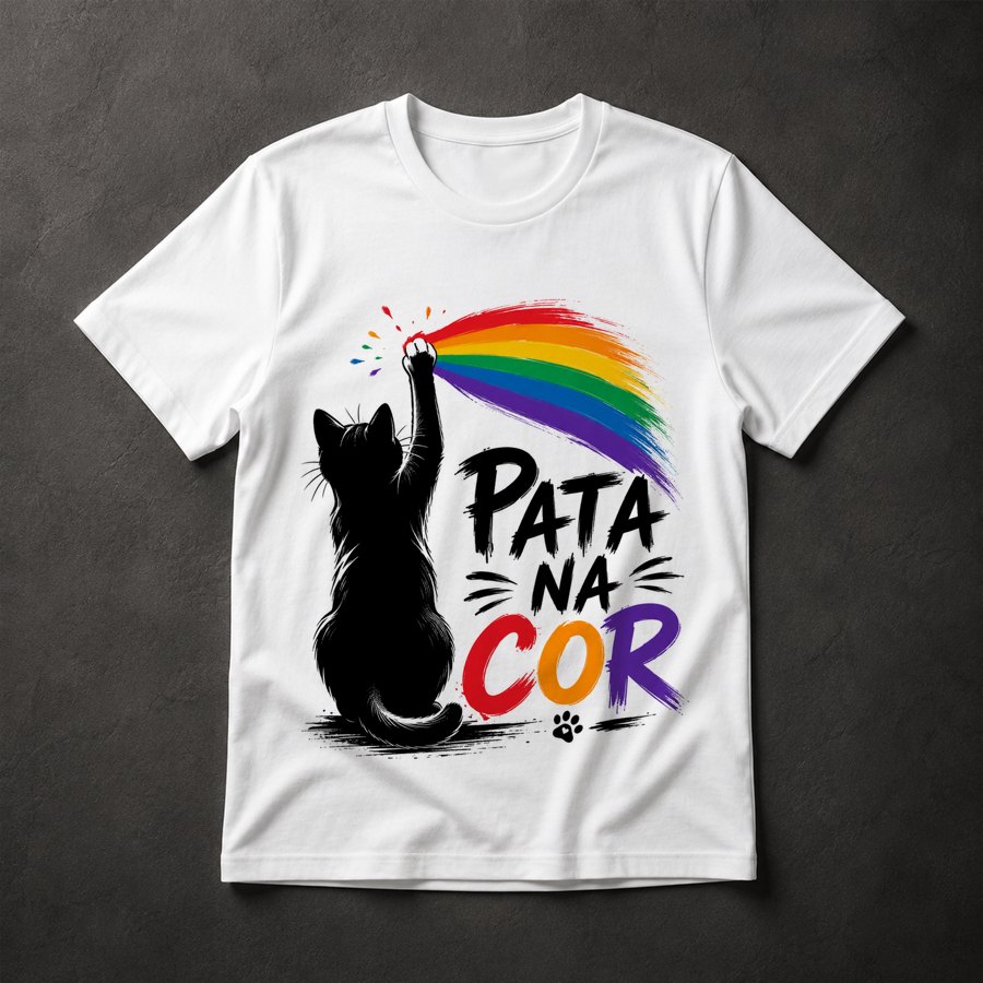 Camiseta Gato Arco-íris