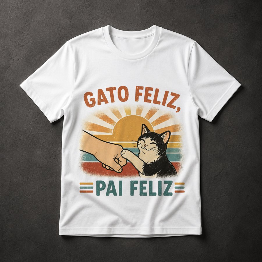 Camiseta Gato Feliz Pai