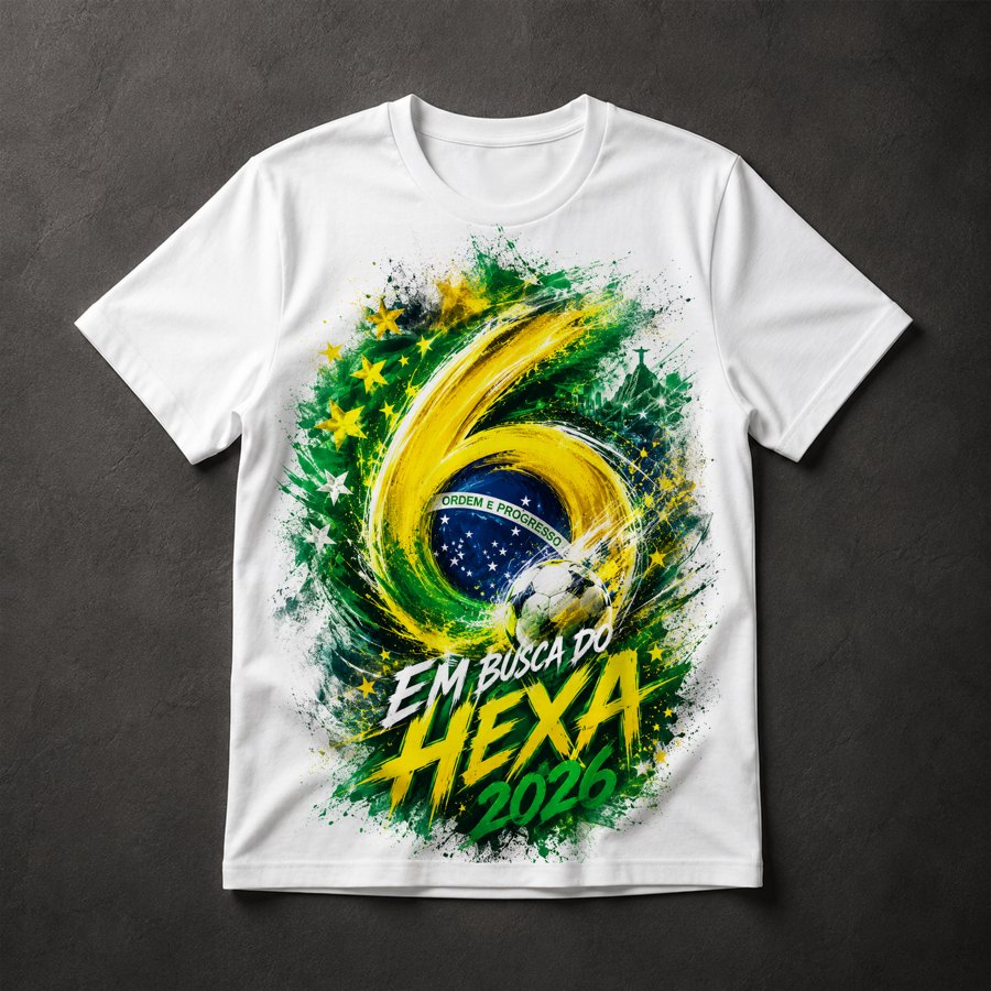 Camiseta Futebol Brasil Hexa