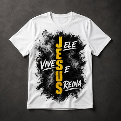 Camiseta Jesus Vive e Reina