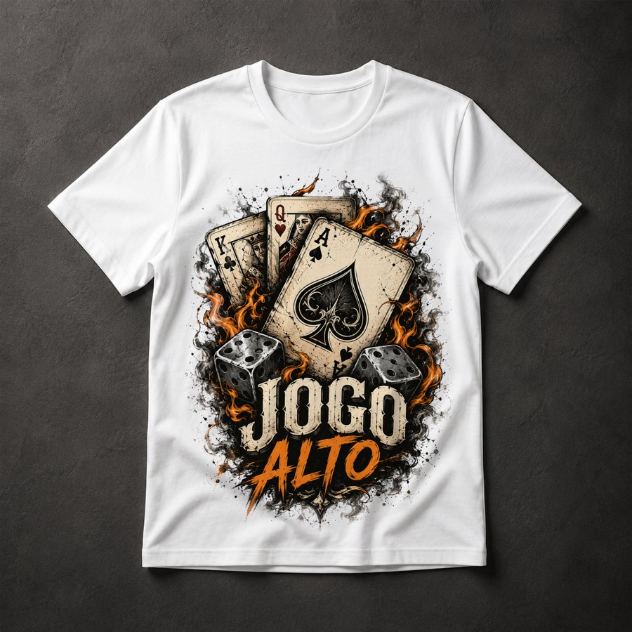 Camiseta Jogo Alto Cartas e Dados