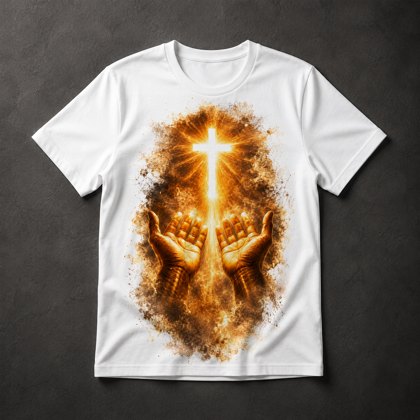 Camiseta Mãos Cruz Divina