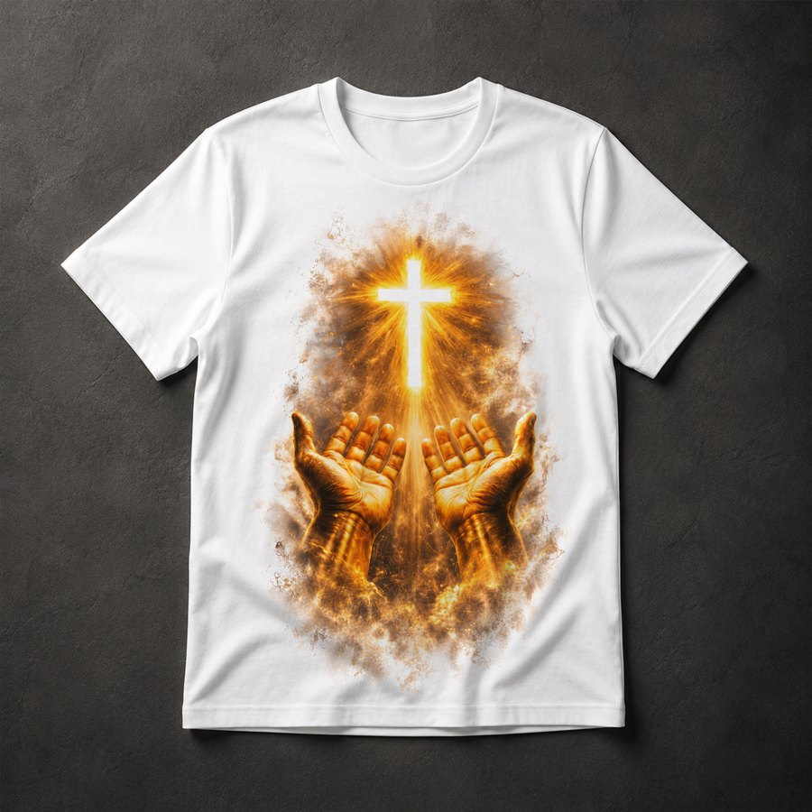 Camiseta Mãos Cruz Divina