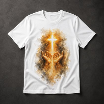 Camiseta Mãos Cruz Luz