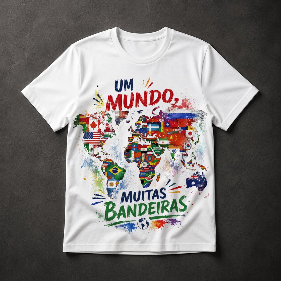 Camiseta Mapa Bandeiras