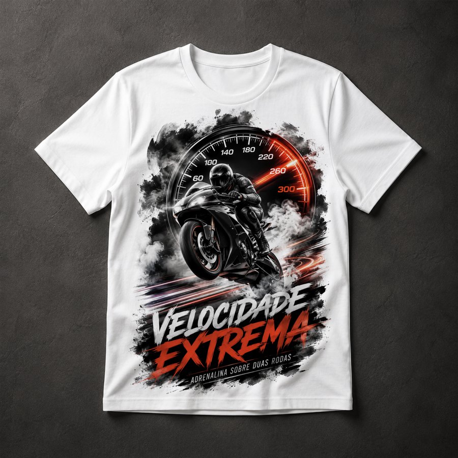 Camiseta Motocicleta Velocidade Extrema
