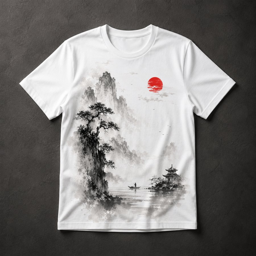 Camiseta Paisagem Oriental Minimalista
