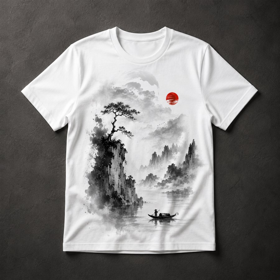 Camiseta Paisagem Oriental Minimalista