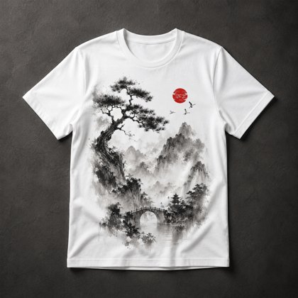 Camiseta Paisagem Zen Asiática