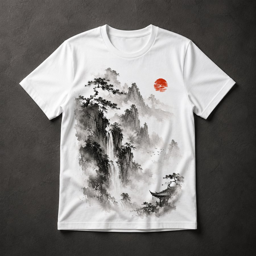 Camiseta Paisagem Zen Asiática