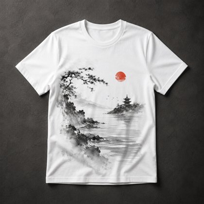 Camiseta Paisagem Zen Japonesa