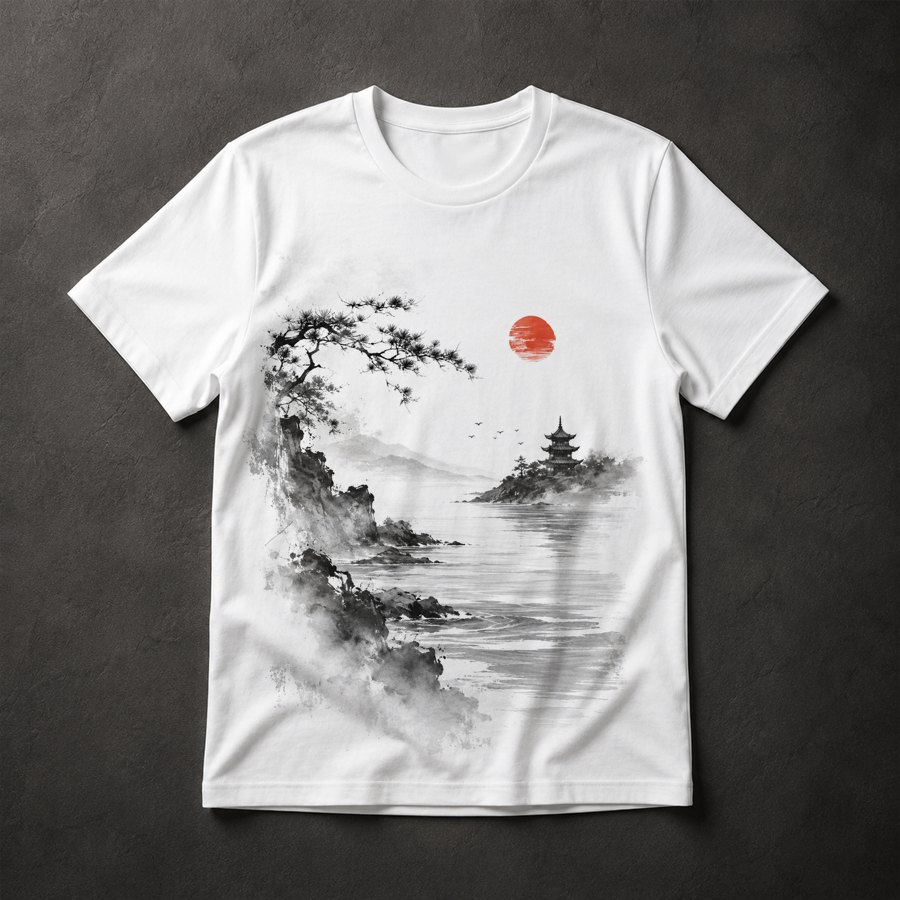 Camiseta Paisagem Zen Japonesa
