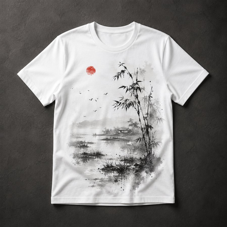 Camiseta Paisagem Zen Asiática