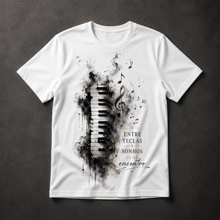 Camiseta Piano e Música