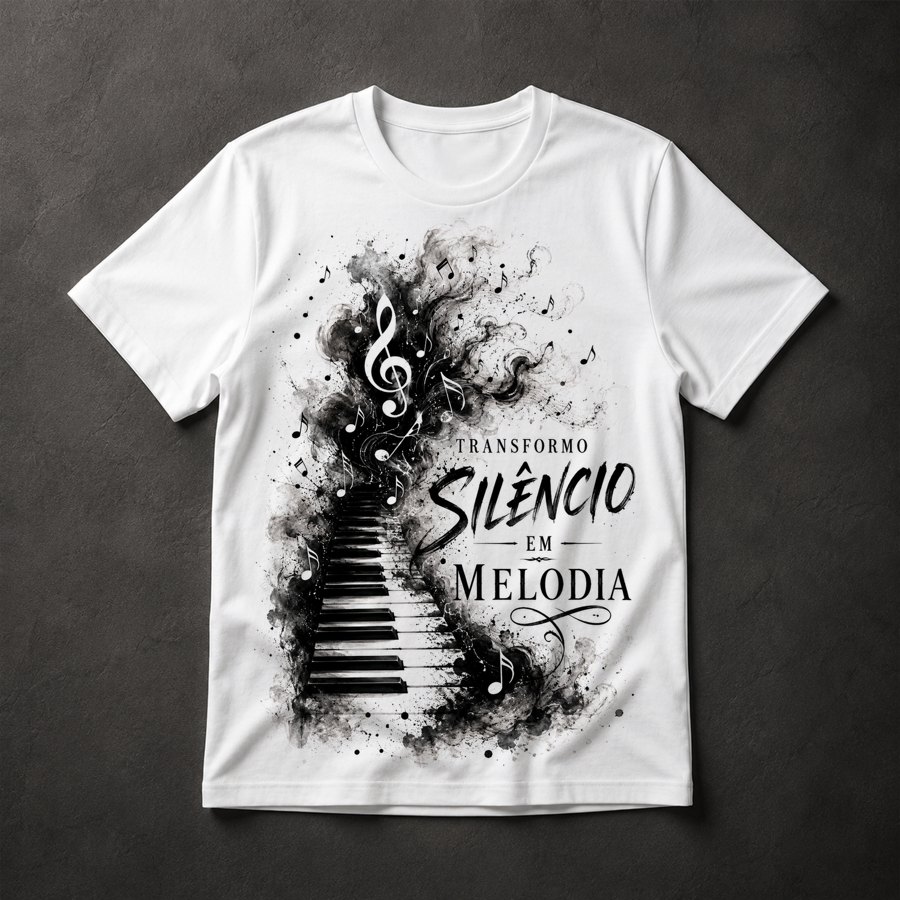 Camiseta Piano e Música