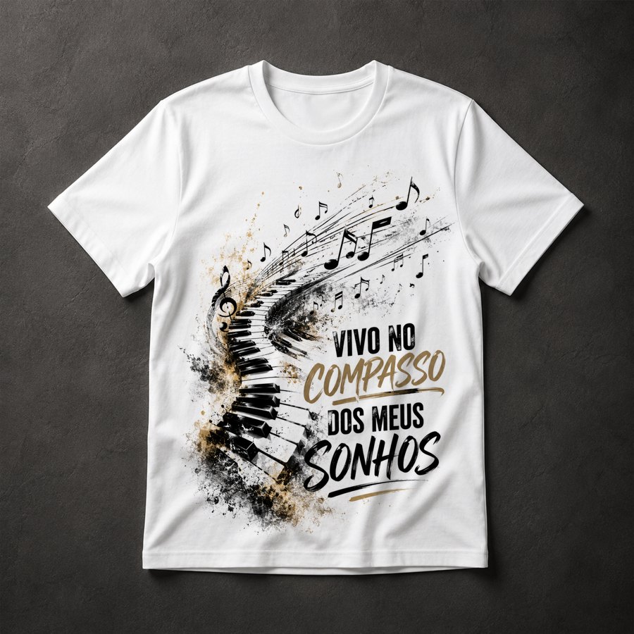 Camiseta Piano e Sonhos
