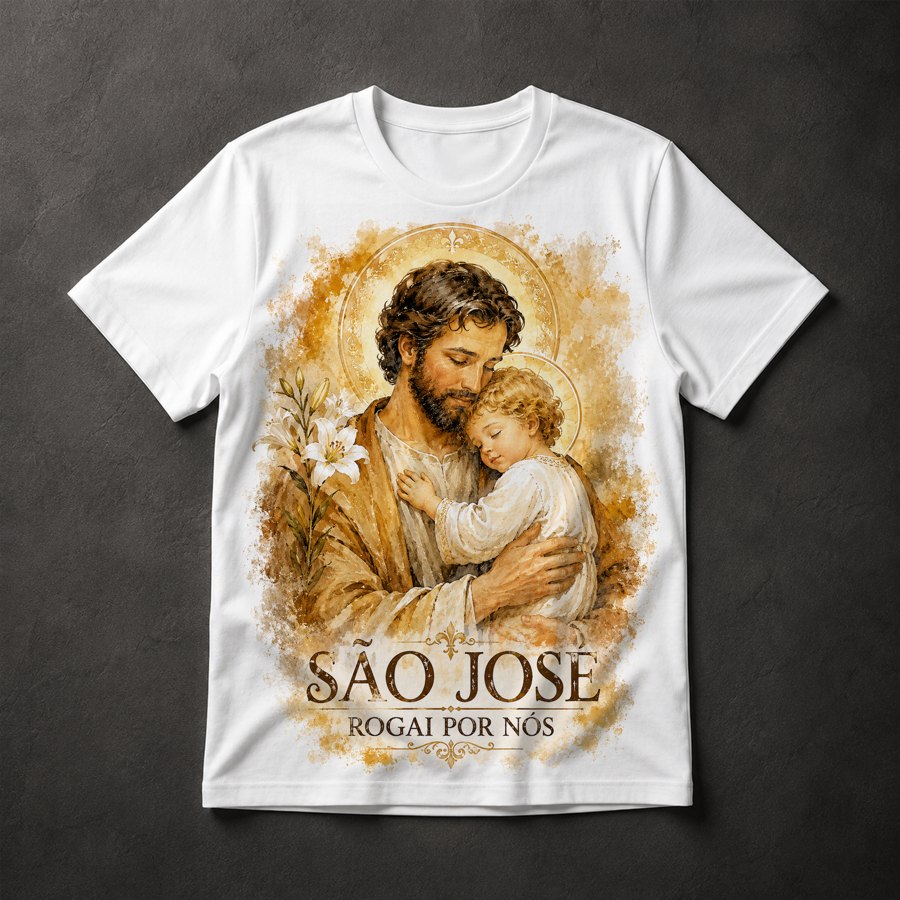 Camiseta São José com Menino Jesus
