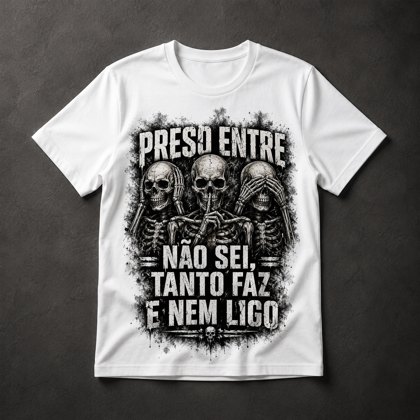 Camiseta Três Esqueletos Frases