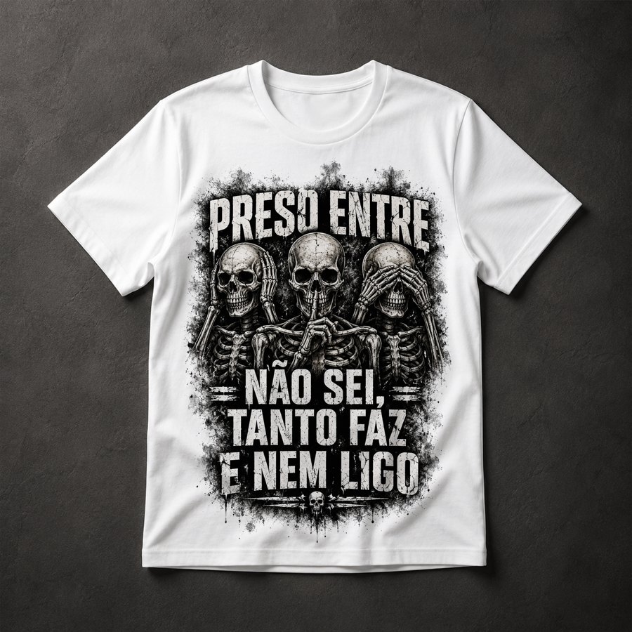 Camiseta Três Esqueletos Frases