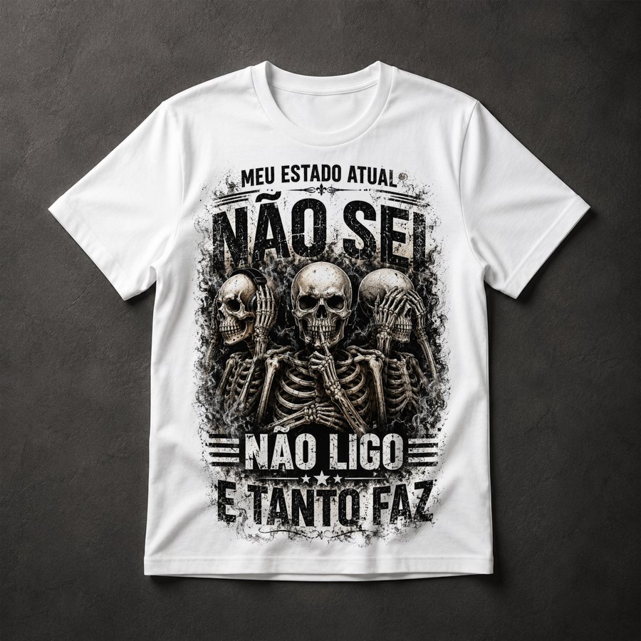 Camiseta Três Esqueletos Frases