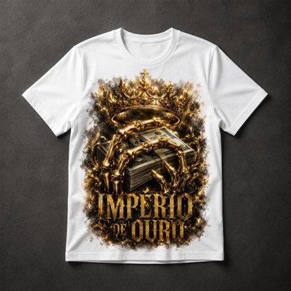 Camiseta Caveira Império Ouro