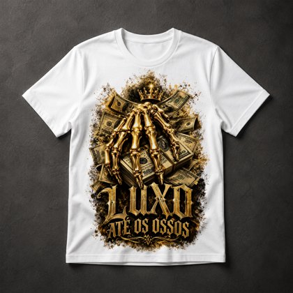Camiseta Caveira Luxo Dinheiro