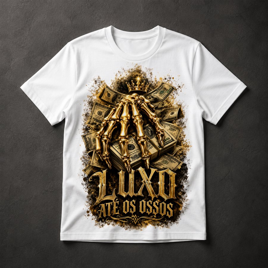Camiseta Caveira Luxo Dinheiro