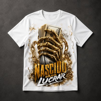 Camiseta Caveira Dourada Dinheiro