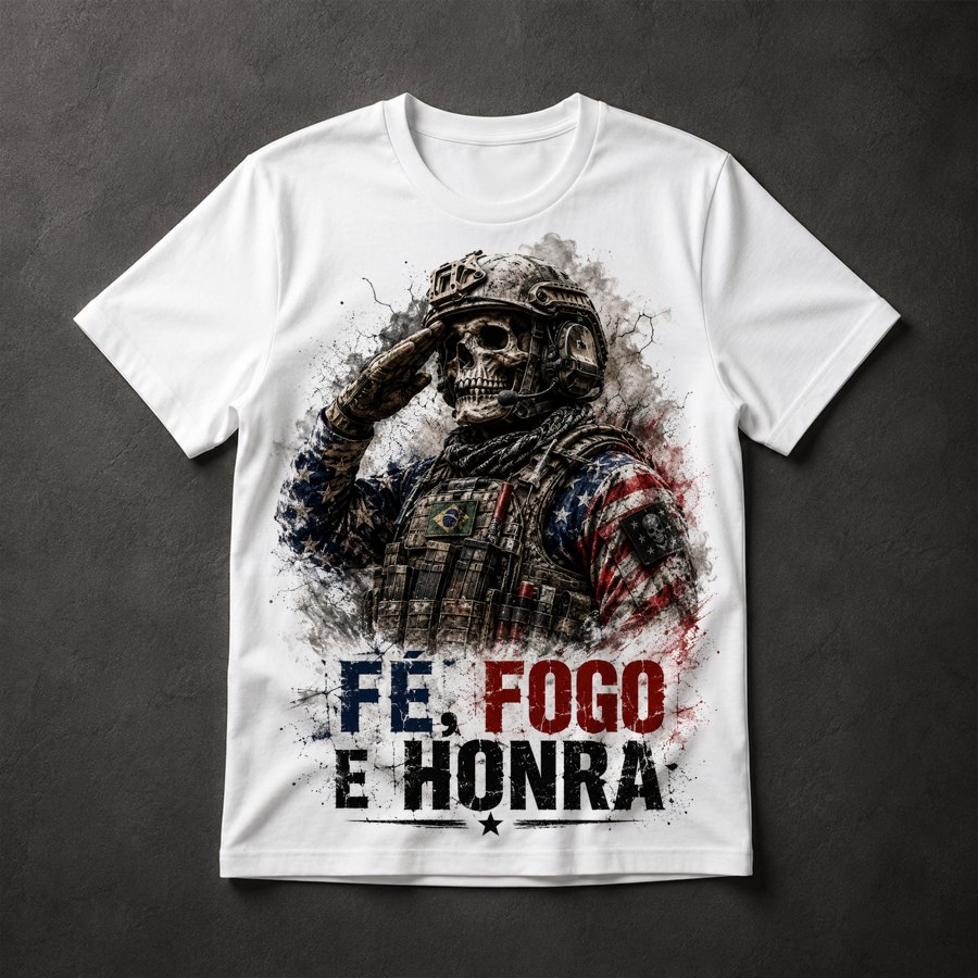 Camiseta Caveira Soldado Militar