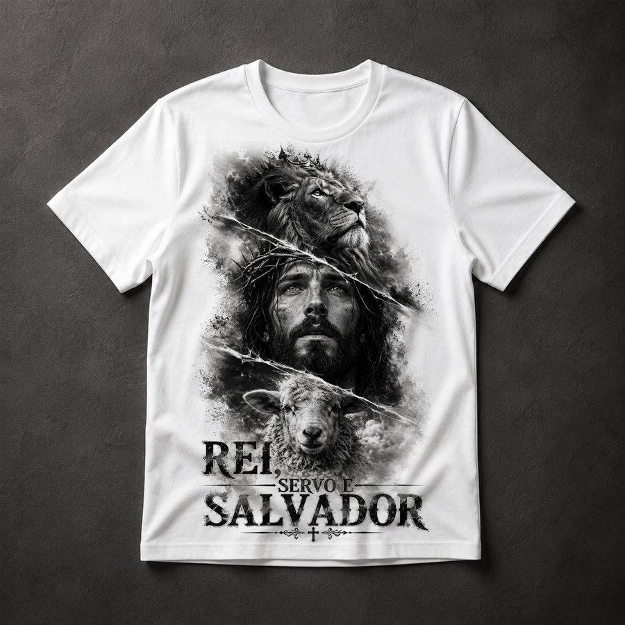 Camiseta Jesus Rei Leão Cordeiro