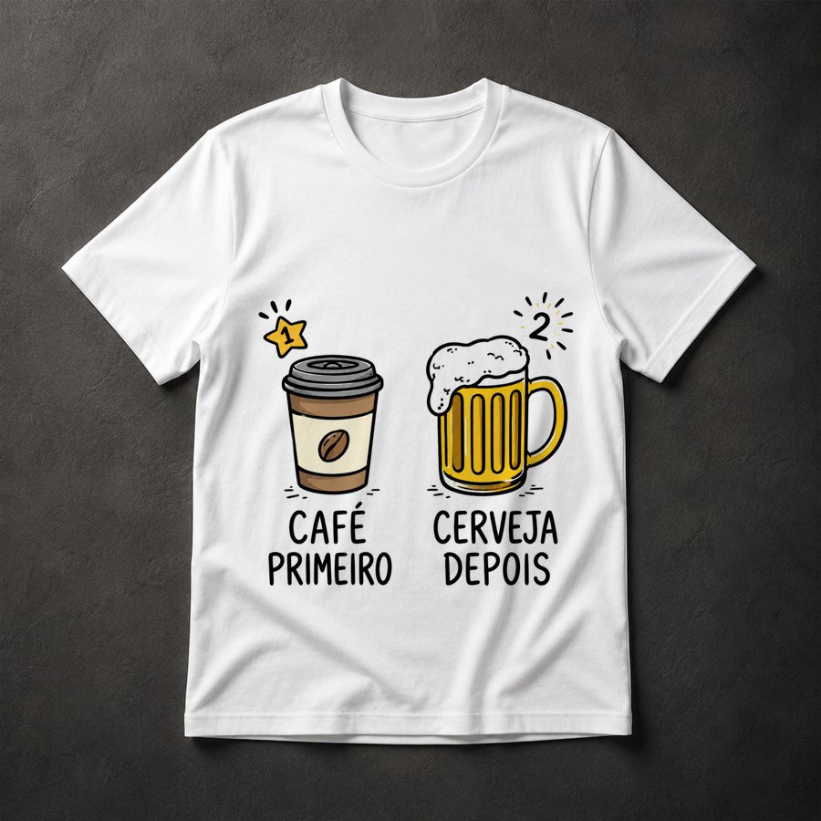 Camiseta Café e Cerveja