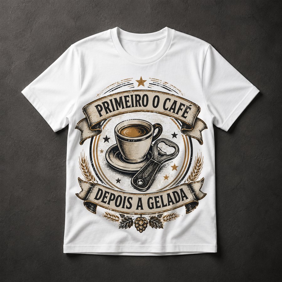 Camiseta Café e Cerveja
